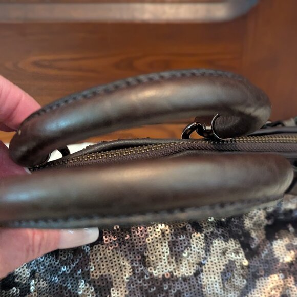 COACH OCELOT LEOPARD SEQUIN SOPHIA HANDBAG/ CROSSBODY BAG BRONZE #18638 - Picture 7 of 12